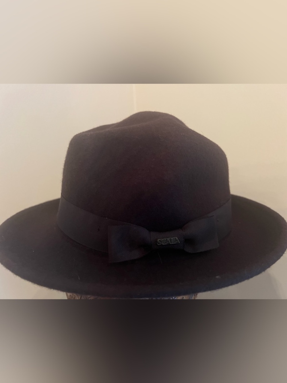 Scala Brown Wool Fedora Hat with Ribbon Bow